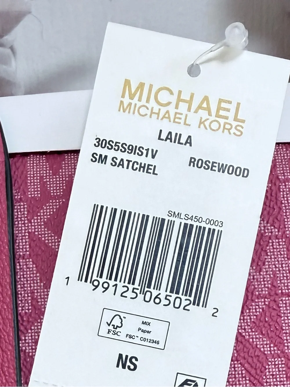 NWT Michael Kors Laila Small Satchel in Pink Signature w/MK Charm